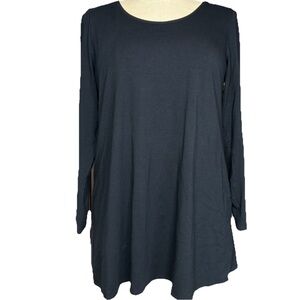 Eileen Fisher Black Jersey Stretch Tunic Top